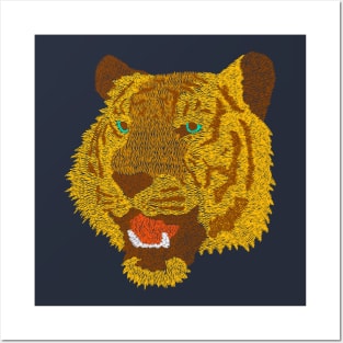 Faux Embroidery Tiger Posters and Art